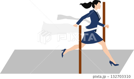 1位でゴールテープを切った女性のイラスト 1位でゴールテープを切った女性のイラスト 132703310