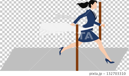 一位女士率先衝過終點線的插圖 一位女士率先衝過終點線的插圖 132703310