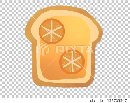 マーマレードを塗ったトーストのイラスト マーマレードを塗ったトーストのイラスト 132703347