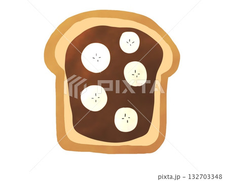 トーストにバナナとチョコをのせたイラスト トーストにバナナとチョコをのせたイラスト 132703348