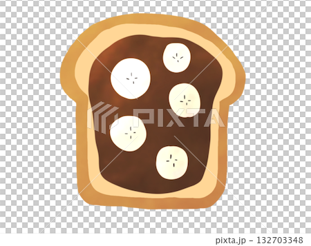 トーストにバナナとチョコをのせたイラスト トーストにバナナとチョコをのせたイラスト 132703348