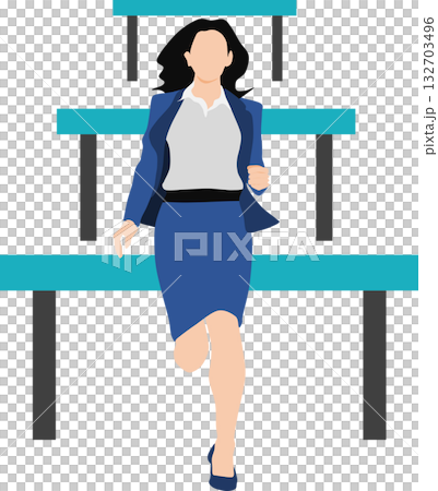 一位女士率先衝過終點線的插圖 一位女士率先衝過終點線的插圖 132703496