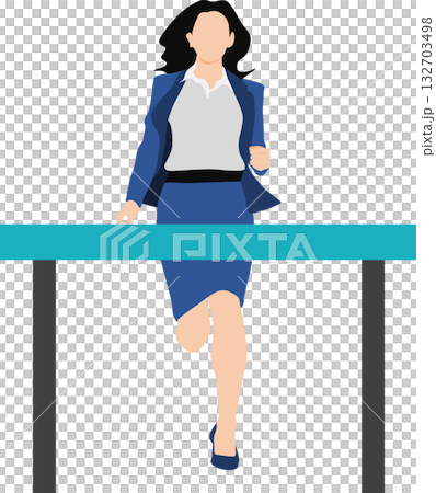 1位でゴールテープを切った女性のイラスト	 132703498