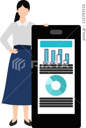 会議の資料を作成するビジネスウーマンのイラスト 会議の資料を作成するビジネスウーマンのイラスト 132703558