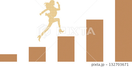 目標達成へのロードマップのイラスト(ビジネスウーマン)	 132703671