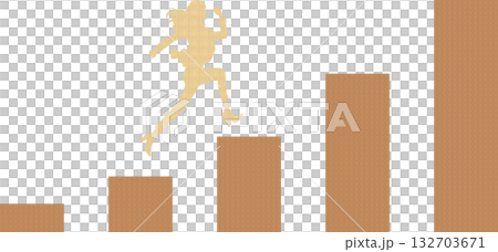 目標達成へのロードマップのイラスト(ビジネスウーマン)	 132703671