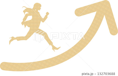 目標達成へのロードマップのイラスト(ビジネスウーマン)	 132703688