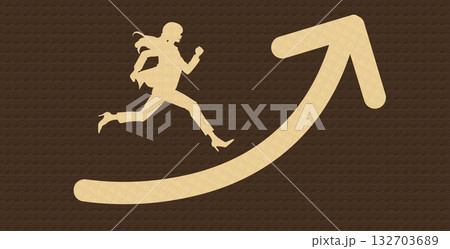 目標達成へのロードマップのイラスト(ビジネスウーマン)	 132703689