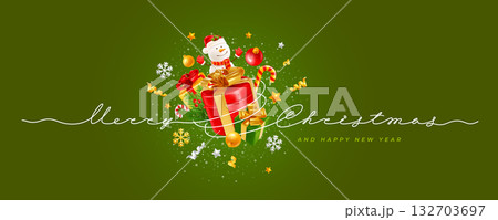 Merry Christmas Greeting Card With Continuous Line Lettering Merry Christmas Greeting Card With Continuous Line Lettering 132703697