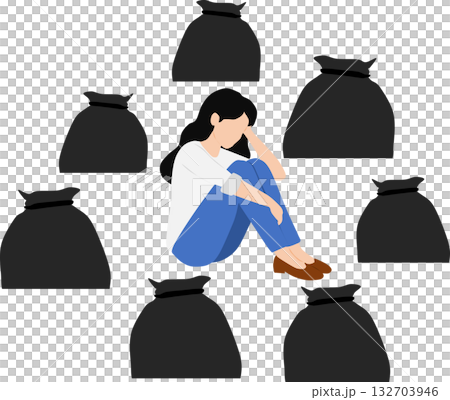 憂鬱女性的插圖 132703946