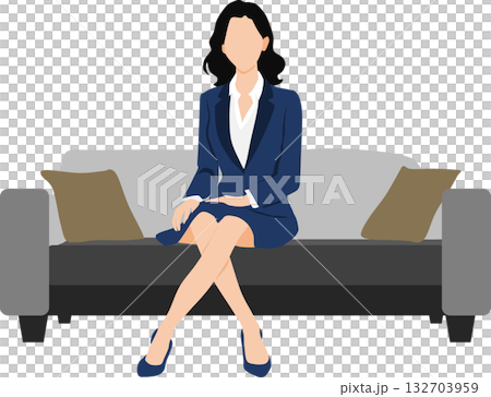 一位在家工作的女商人的插圖 132703959