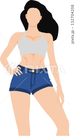 夏服を着た女性のイラスト 夏服を着た女性のイラスト 132704208