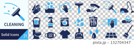 Vector cleaning silhouette icon set 132704347