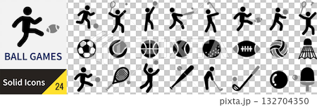 向量球類運動輪廓圖示集 132704350