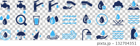 Vector water silhouette icon set 132704351