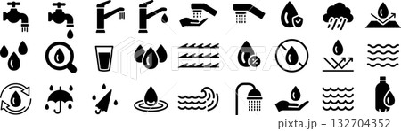 ベクターの水に関するシルエットアイコンセット 132704352
