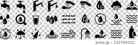 ベクターの水に関するシルエットアイコンセット 132704352