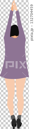 ダイエットする女性のイラスト(ストレッチ)	 132704459