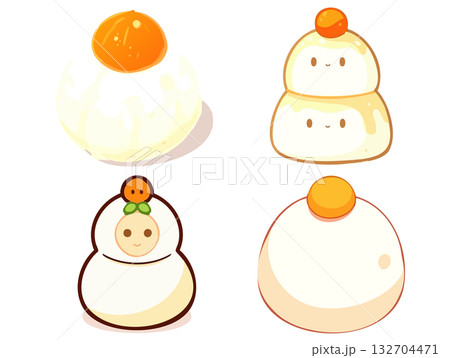 鏡餅のイラストアイコンセット 132704471