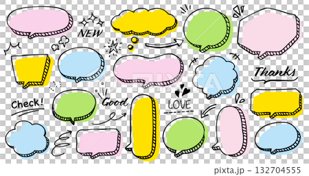 一組三維手繪對話框。 132704555