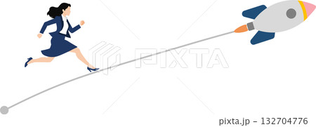 新規事業を始めるビジネスウーマンのイラスト	 132704776