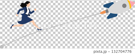 新規事業を始めるビジネスウーマンのイラスト	 132704776