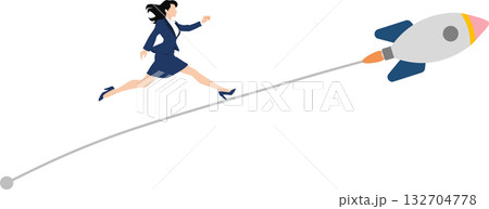 新規事業を始めるビジネスウーマンのイラスト	 132704778