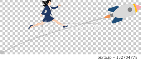新規事業を始めるビジネスウーマンのイラスト	 132704778