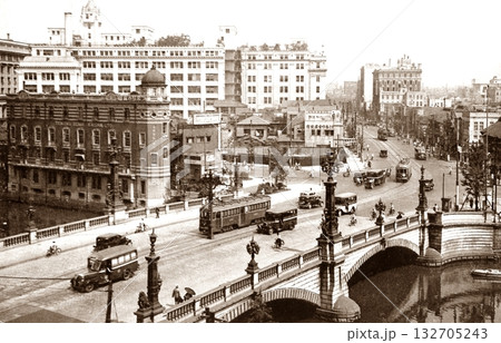 古写真　1933-1945年　東京　日本橋のパノラマ 132705243