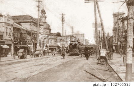 古写真　1907-1918年　東京　銀座中央通り　銀座四丁目付近 132705553