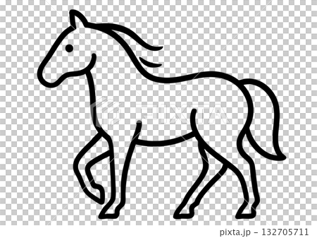 Simple line drawing of a horse (2026 New Year's card material) 132705711