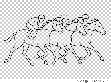 Simple line drawing of a racehorse (2026 New Year's card material) Simple line drawing of a racehorse (2026 New Year's card material) 132705723
