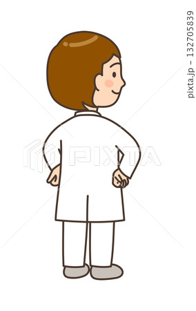 腰に手を当ててこちらを振り返る若い女性医師 腰に手を当ててこちらを振り返る若い女性医師 132705839