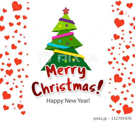 Merry Christmas. A Christmas tree and a garland of balloons. Merry Christmas. A Christmas tree and a garland of balloons. 132705976