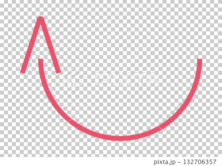 上昇・回転を示すピンク色の曲線矢印 上昇・回転を示すピンク色の曲線矢印 132706357
