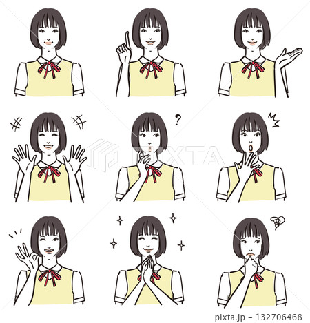 女子中学生の表情いろいろ　ノーマル1 132706468