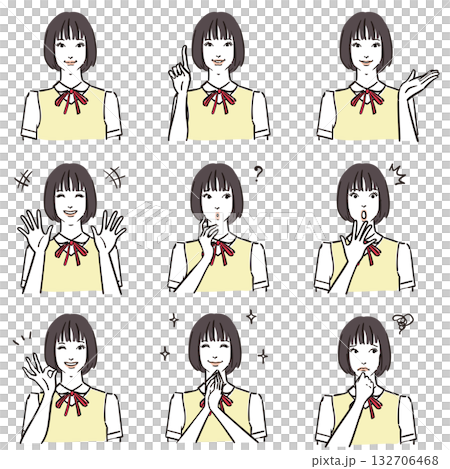 女子中学生の表情いろいろ　ノーマル1 132706468