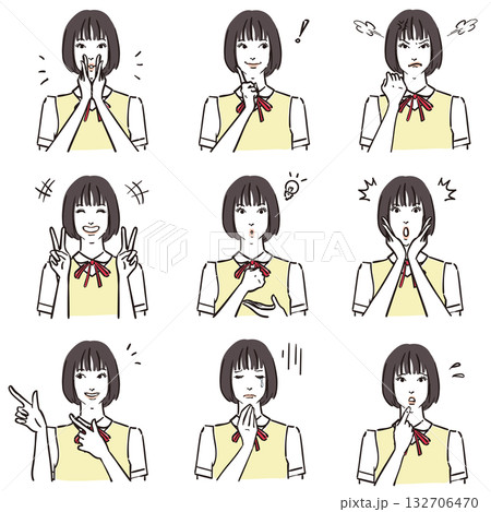 女子中学生の表情いろいろ　ノーマル2 132706470