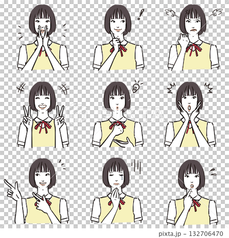 女子中学生の表情いろいろ　ノーマル2 132706470