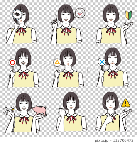 女子中学生の表情いろいろ ノーマル3 女子中学生の表情いろいろ ノーマル3 132706472