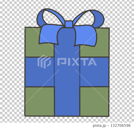 Illustration of a Christmas gift box with a blue ribbon 132706596