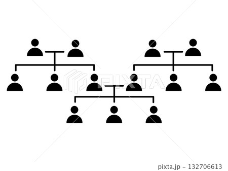 ファミリーツリー・家族の繋がりと世代を示す人物アイコンと線で表した家系図 132706613