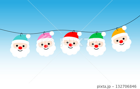 カラフルサンタのガーランドイラスト 132706846