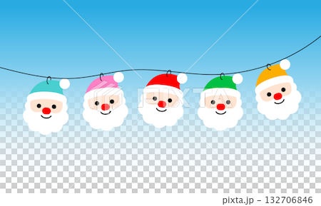 カラフルサンタのガーランドイラスト 132706846