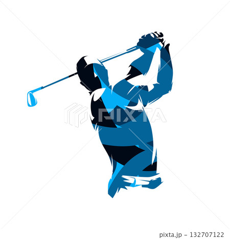 Golf player, abstract blue isolated vector illustration. Golfer Golf player, abstract blue isolated vector illustration. Golfer 132707122