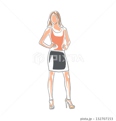 Business woman standing with hands on hips, isolated vector illustration 132707153