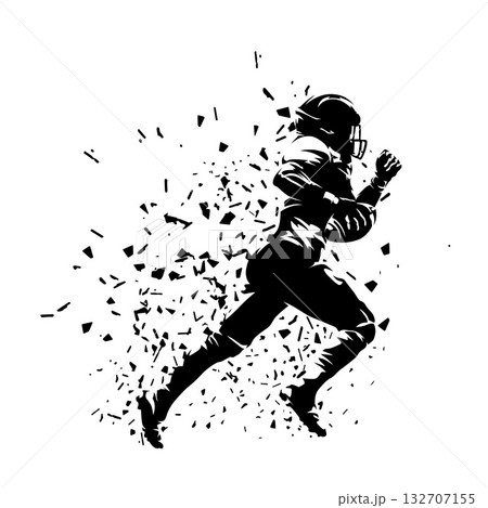 American football player, isolated vector silhouette. Quarterback running with ball American football player, isolated vector silhouette. Quarterback running with ball 132707155
