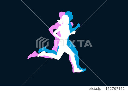 Run, sport athletic logo, group of running people Run, sport athletic logo, group of running people 132707162