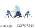 Hockey, ice hockey players, group of vector silhouettes. Set of winter team sport athletes 132707210