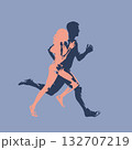 Group od running people, man and woman. Run, vector isolated silhouettes, side view 132707219